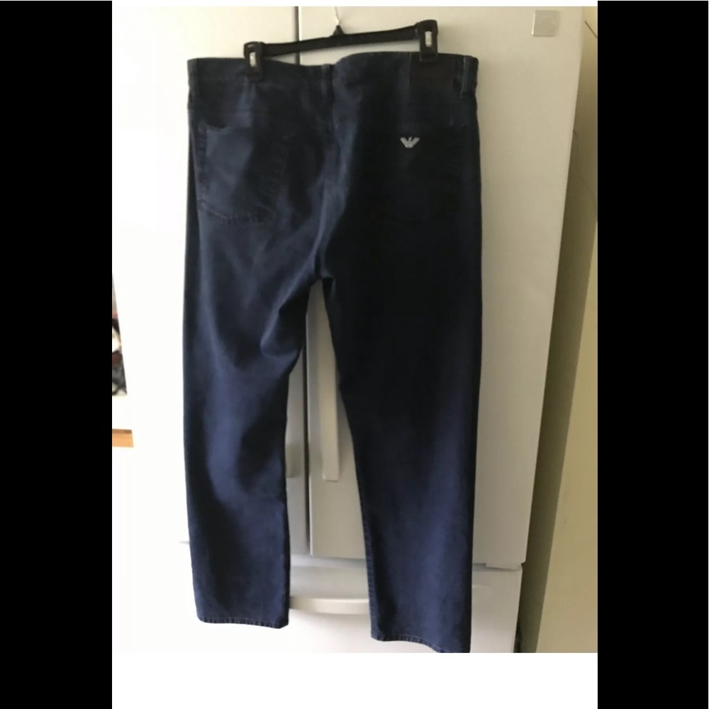 Giorgio Armani AJ Straight Leg Mid Rise Dark Wash Jeans Logo Pockets Italy Boot